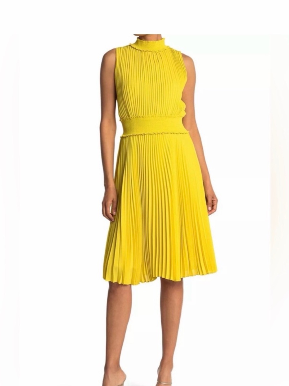 Nannette Sunflower Pleated Midi Dress